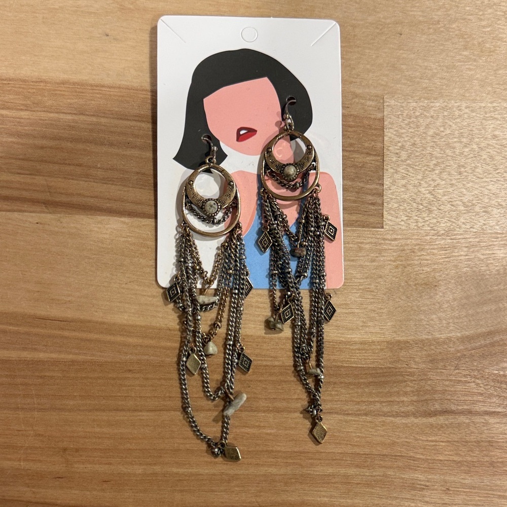 Boho Chain Earrings With Stones